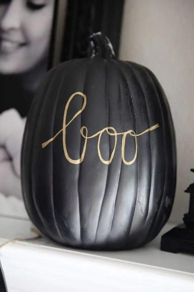 Black Pumpkin Gold Script Statement