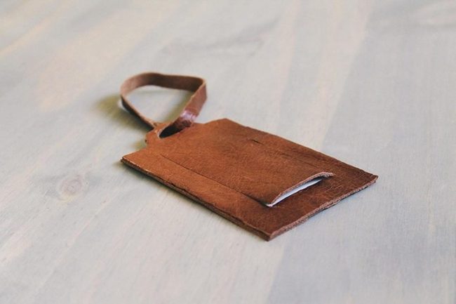 Brown Leather Handstitched Tags