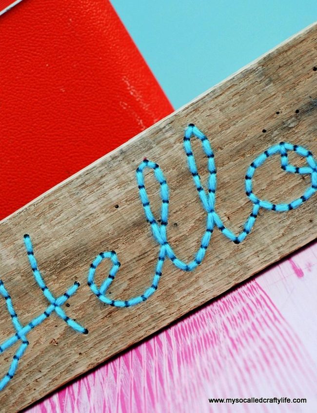 Blue Yarn On Weathered Wood