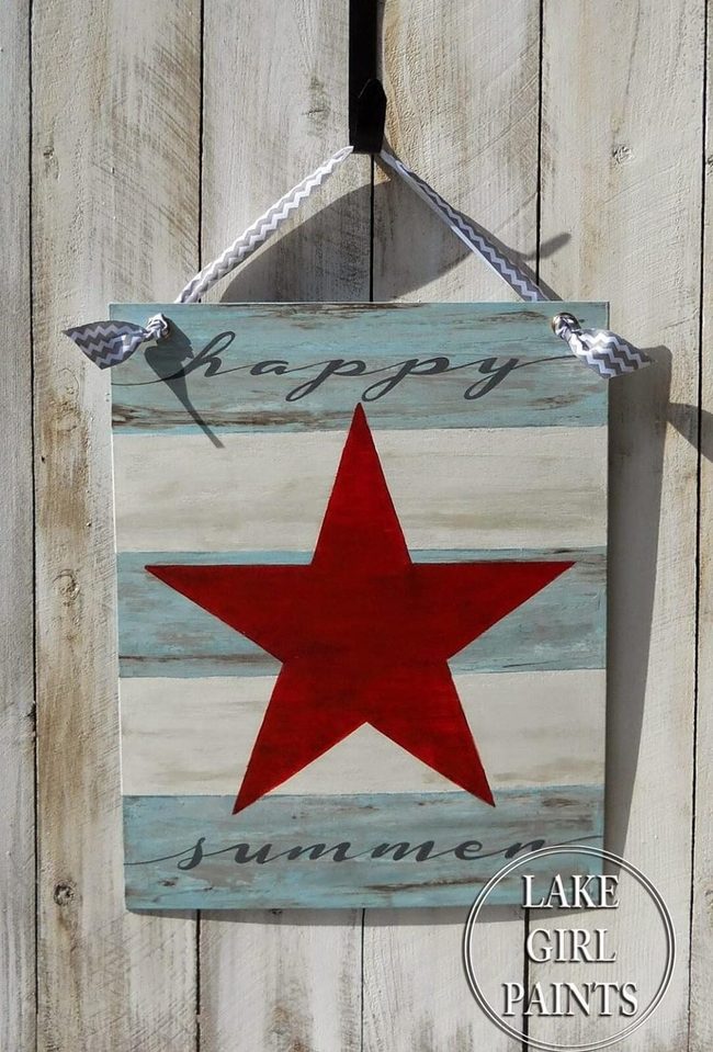 Sea-Blue Patriotic Beach Sign