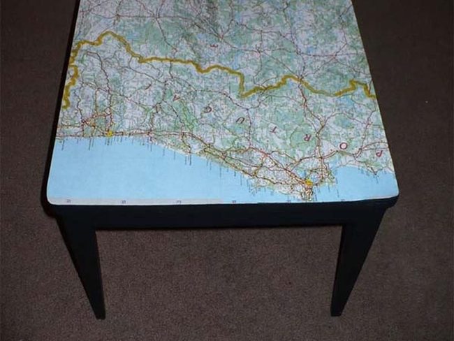 Vintage Map Lacquered Tabletop
