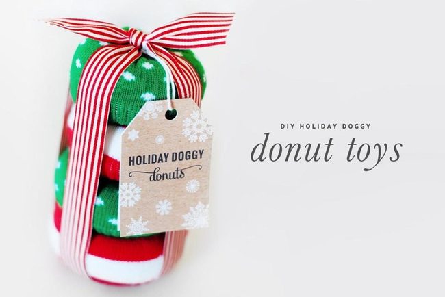 Red Green White Striped Dog Donuts