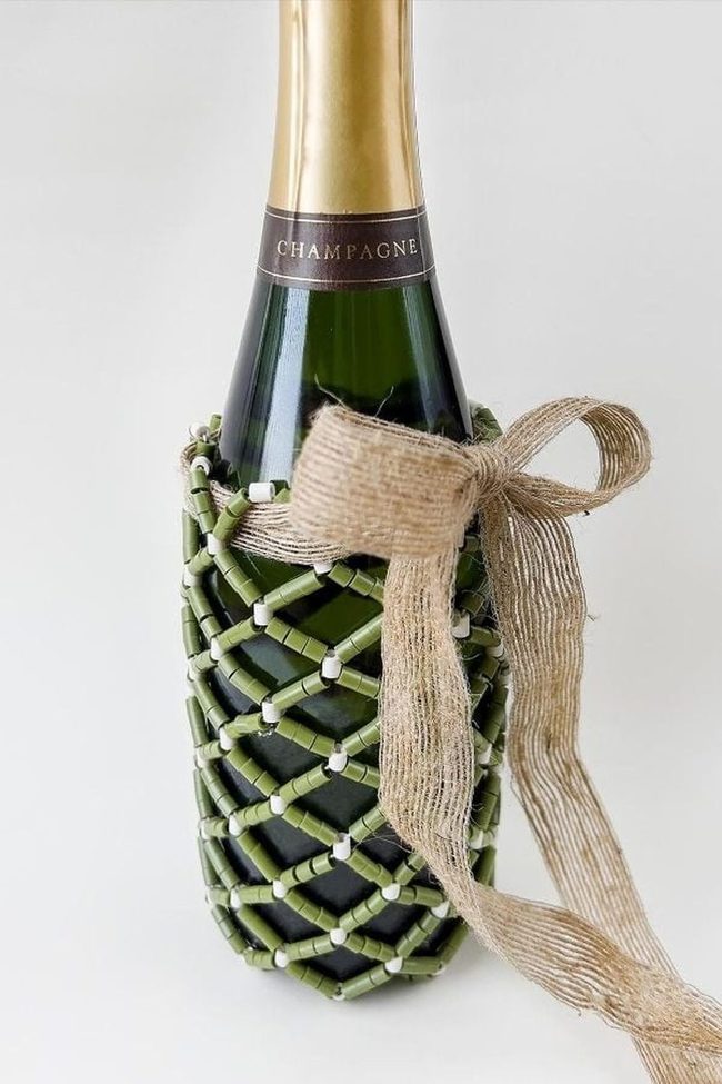 Champagne Bottle In Beaded Lattice