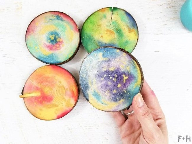 Paint-Splashed Wood Coasters