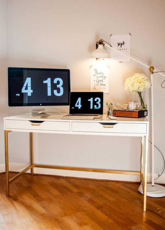 Gold Legs White Desk Precision