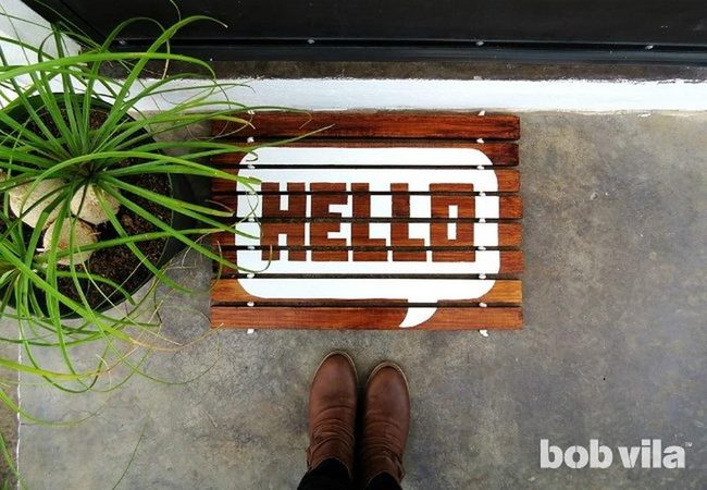 Black Door Welcome Mat Entrance