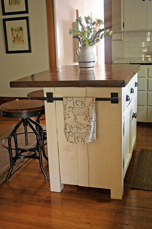 Distressed Wood Open Shelving