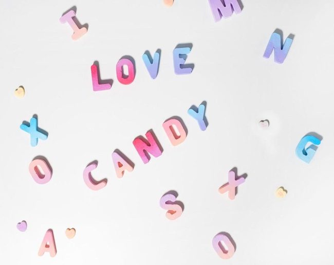 Colorful Letters Celebrate Candy Love
