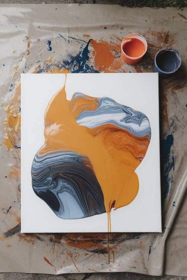Flowing Acrylic Colors On Canvas