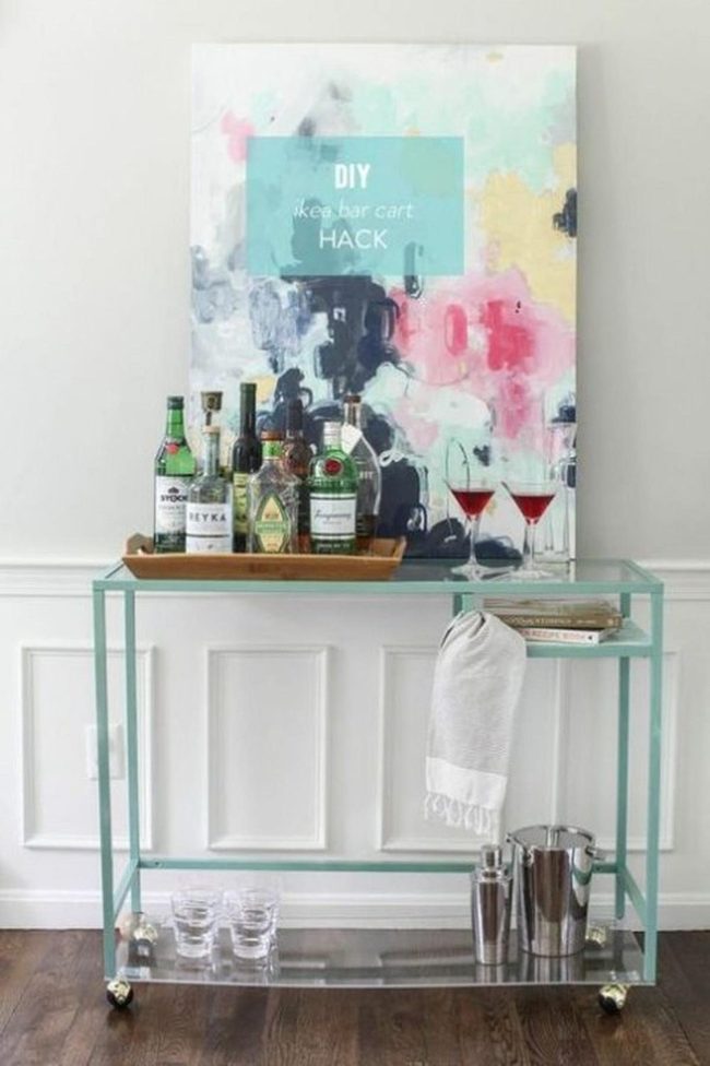 Wooden Bar Cart With Metal Gleam