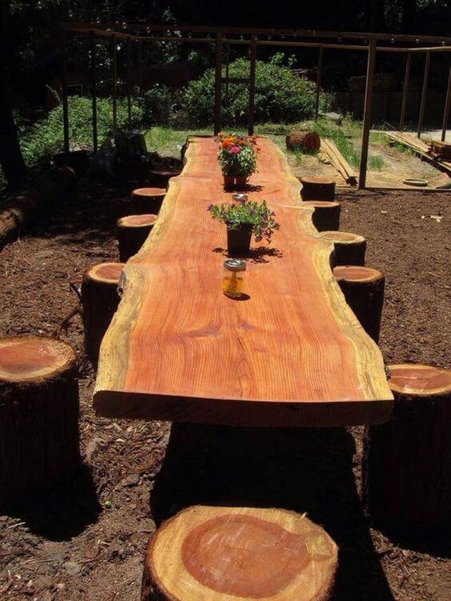 Log Slice Dining With Natural Edges