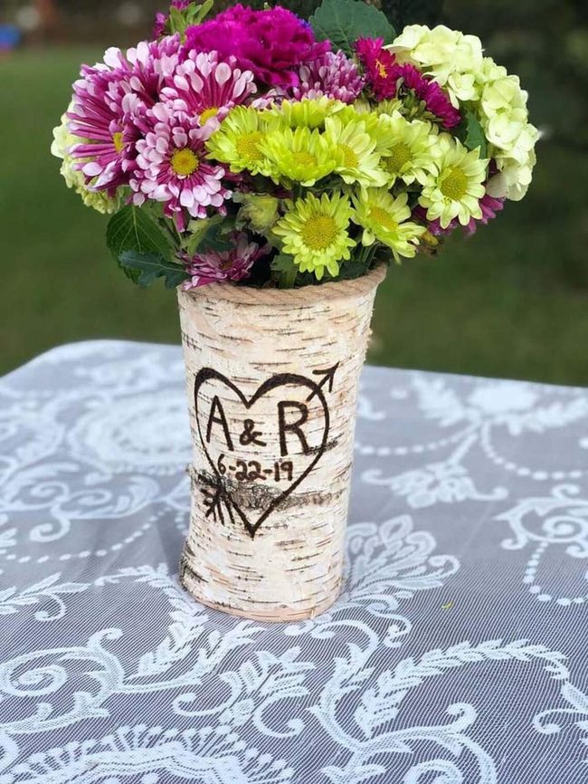 Birch Branches With Carved Hearts