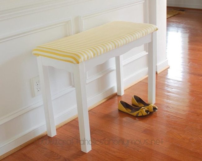 Yellow Striped Bench With Natural Light