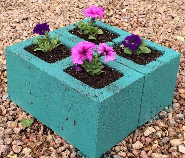 Colorful Cinder Block Garden