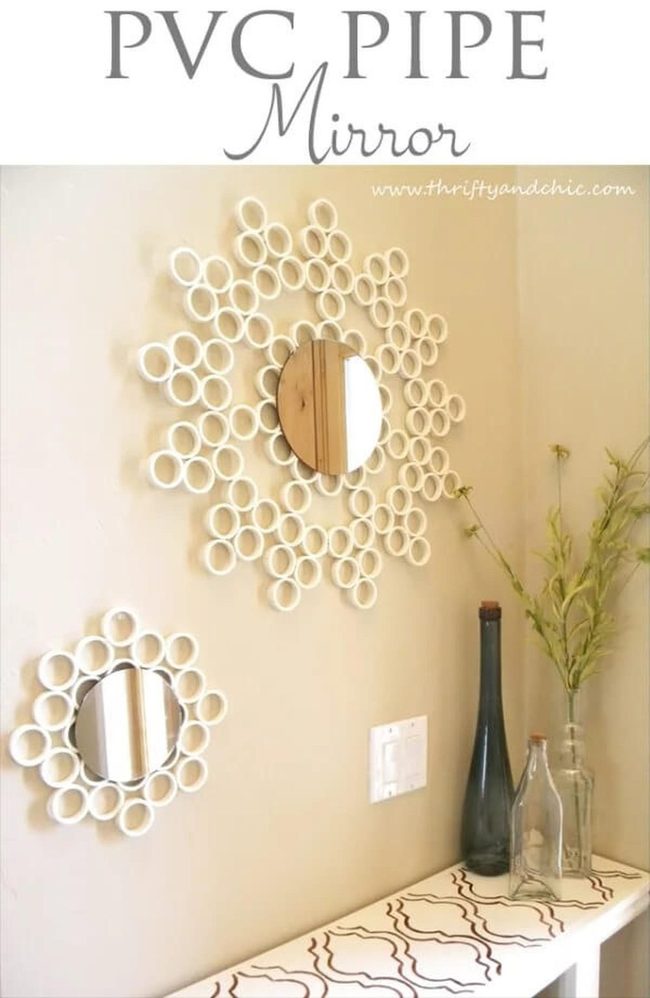 White Pipe Circle Mirror