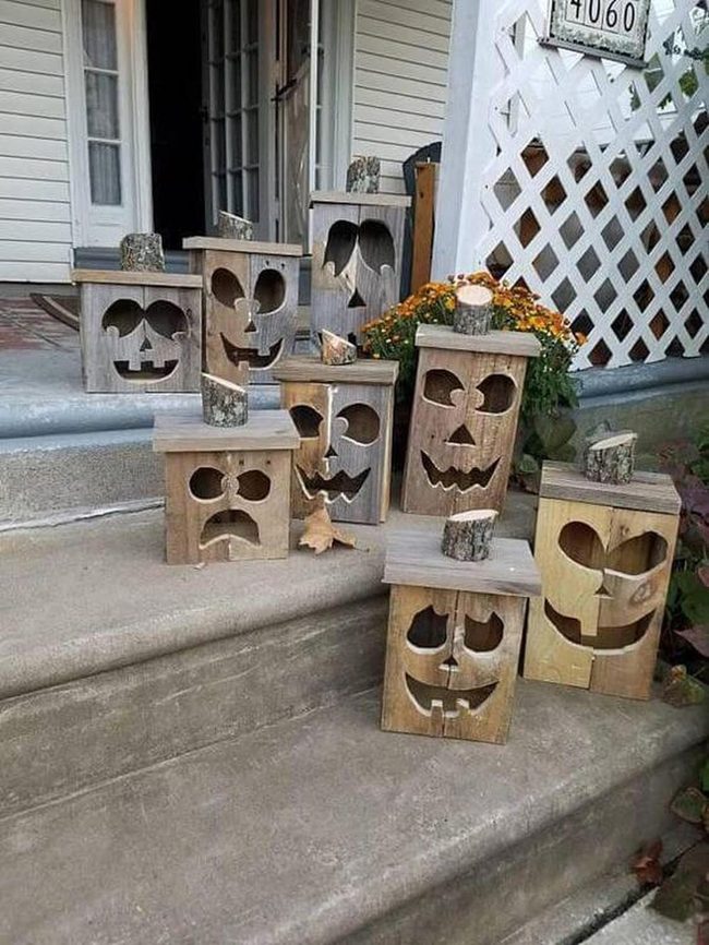 Carved Wooden Seasonal Faces