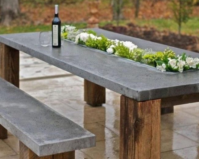 Concrete And Wood Outdoor Dining