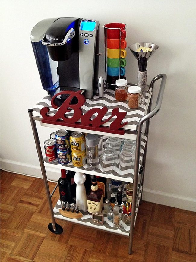 Zigzag Shelves Bar Cart