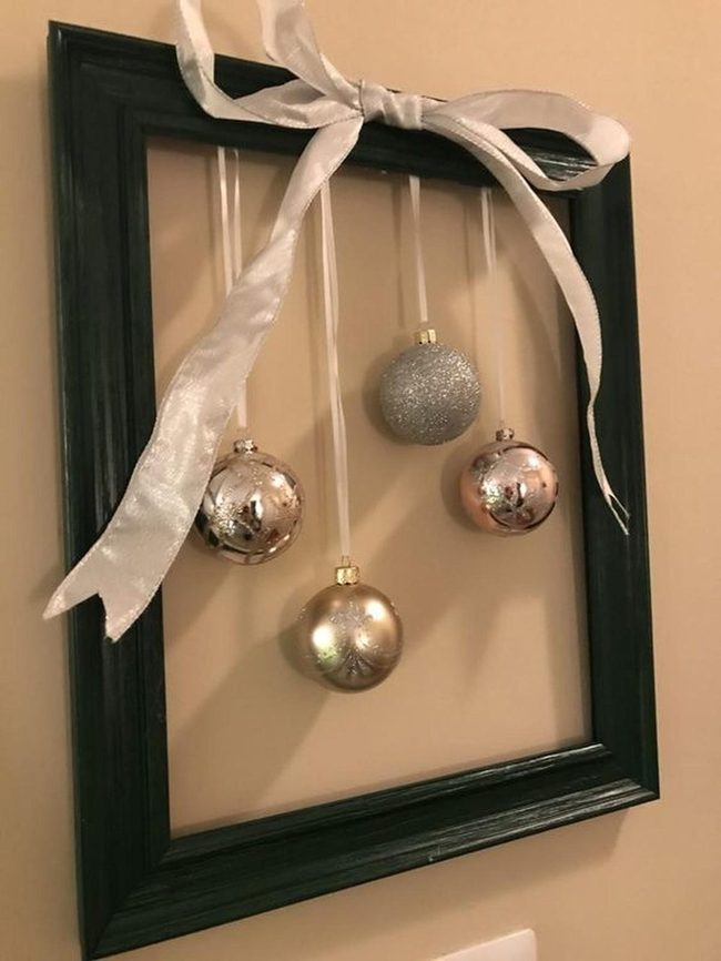 Metallic Ornaments In Black Frame