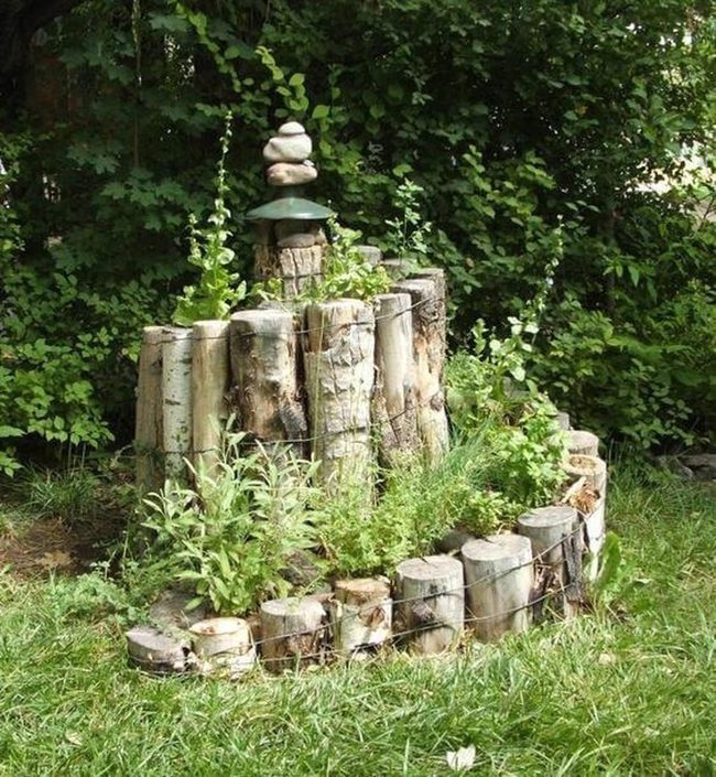 Stacked Logs Spiral Garden
