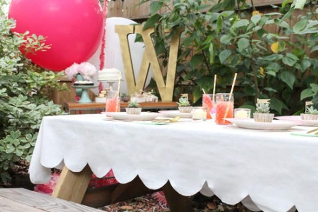 Pink Balloons Gold Initial Picnic