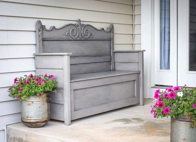 Vintage Headboard Garden Bench