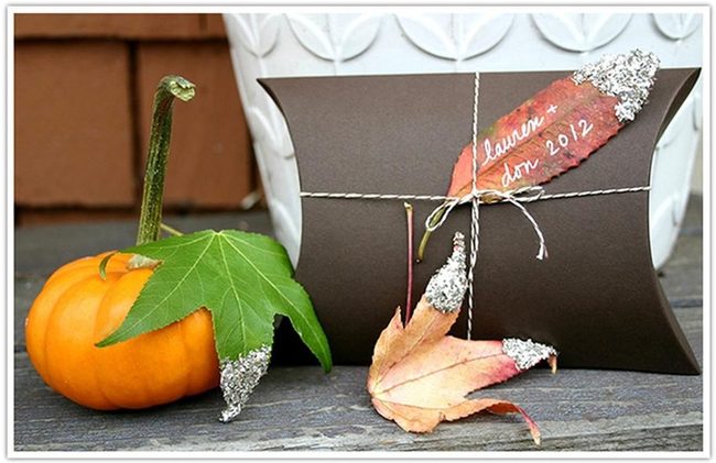Silver Leaves With Autumn Gift Boxes