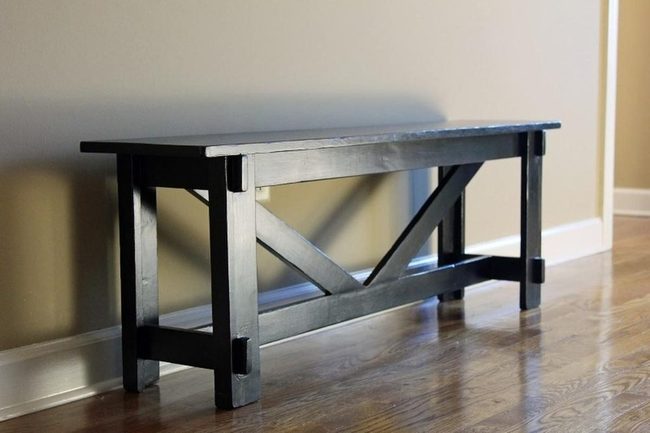 Black Painted Wood Benches