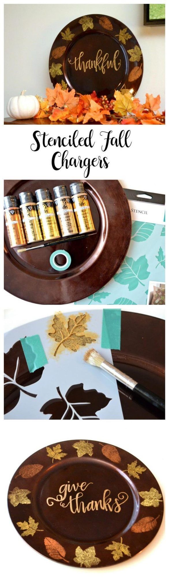 Hand-Painted Chargers For Thanksgiving