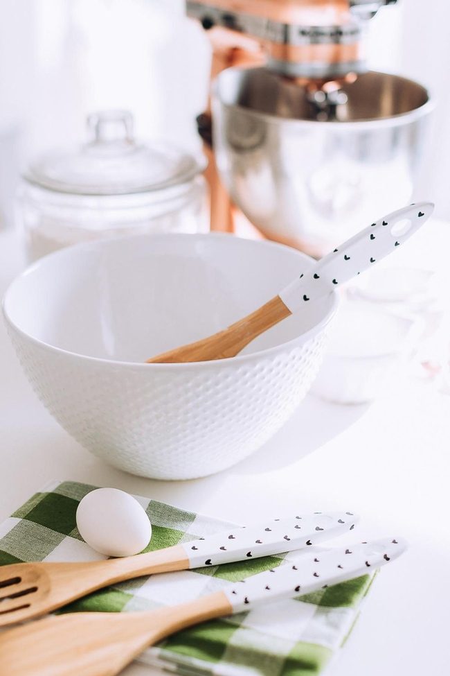 White Bowls, Green Gingham, Baking Ready