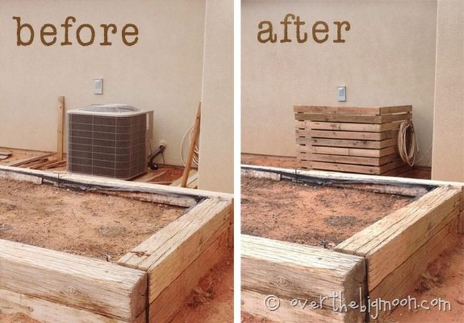 Wooden Ac Unit Screen Blends Seamlessly