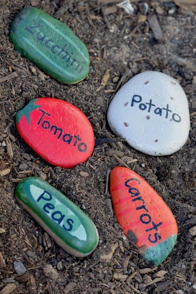 Colorful Stone Garden Labels