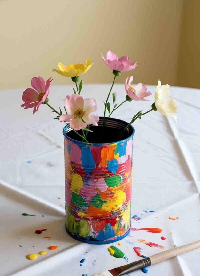 Painted Tin Can Flowers
