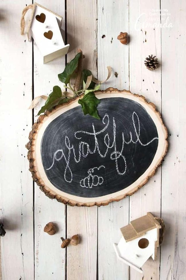 Grateful Tree Slice Chalkboard