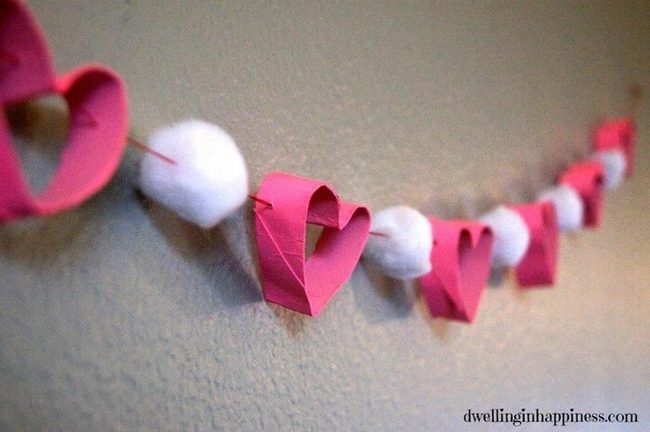 Pink Cardboard Hearts With Cotton