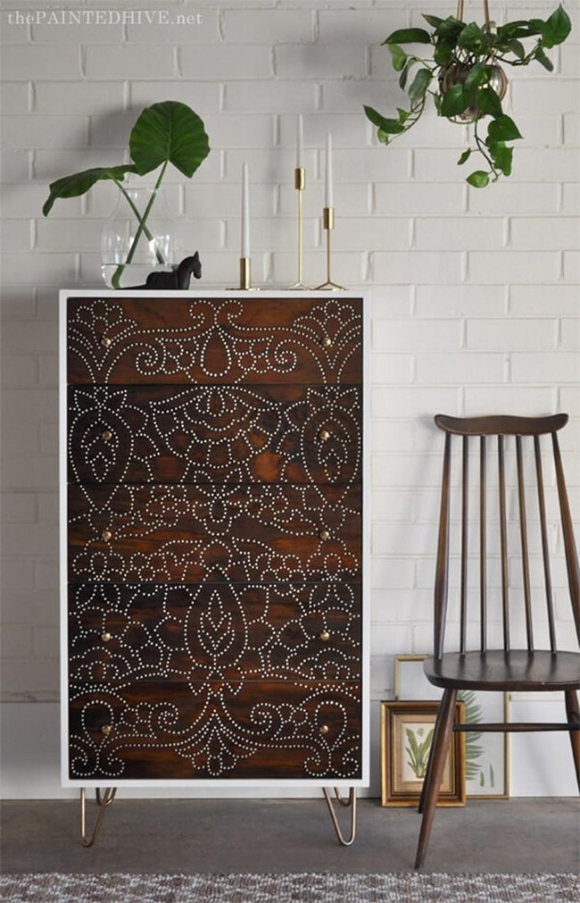 Drilled Wood Surfaces Dark Contrast