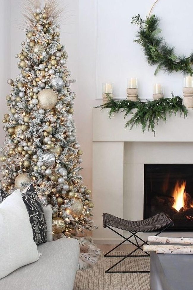 Metallic Tree With Emerald Accents