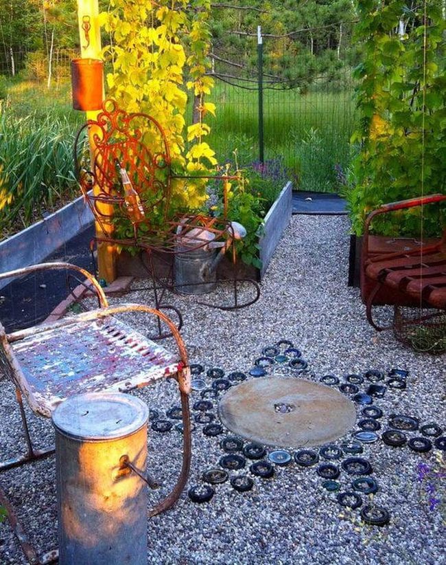 Bottle Cap Mosaic Sun Floor