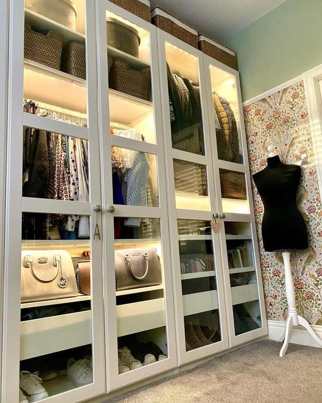 Glass Doors Reveal Designer Wardrobe Display