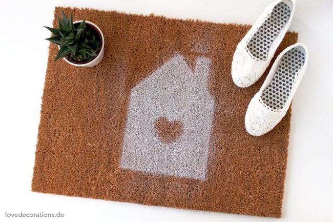 Brown Doormat Heart Home