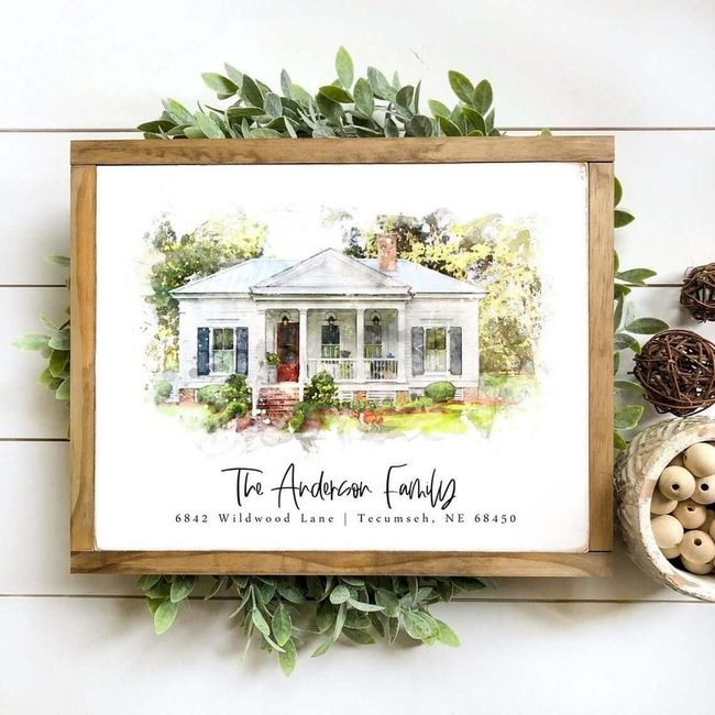 Watercolor House Plaque Portrait