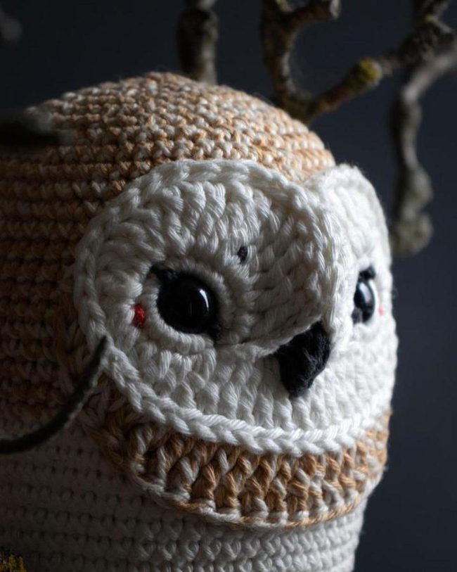 Cream Crochet Owl Safety Eyes