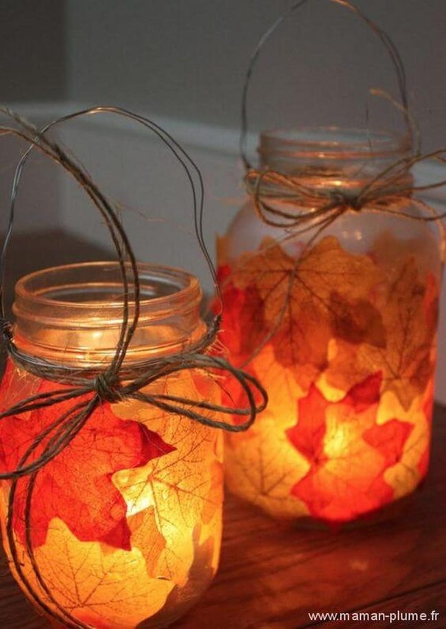 Autumn Leaves Candlelit Jars