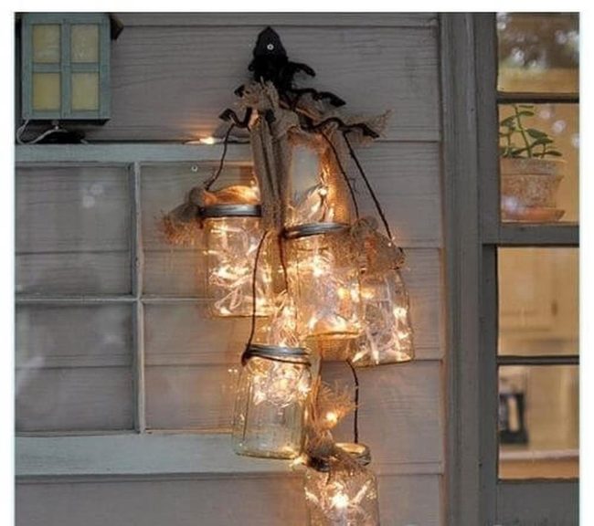 Glowing Mason Jars Outdoor Lighting