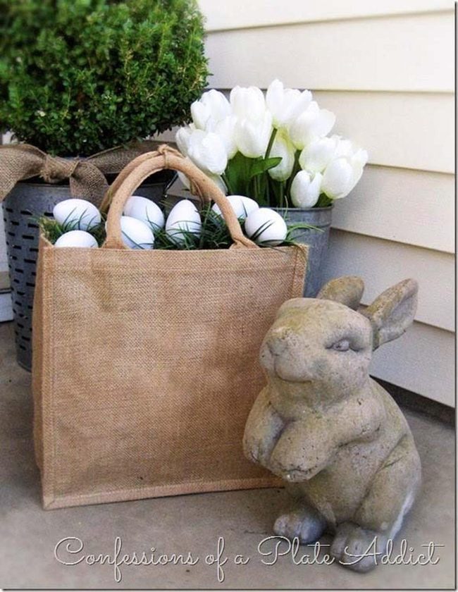 Grass-Wrapped Burlap Easter Bunny