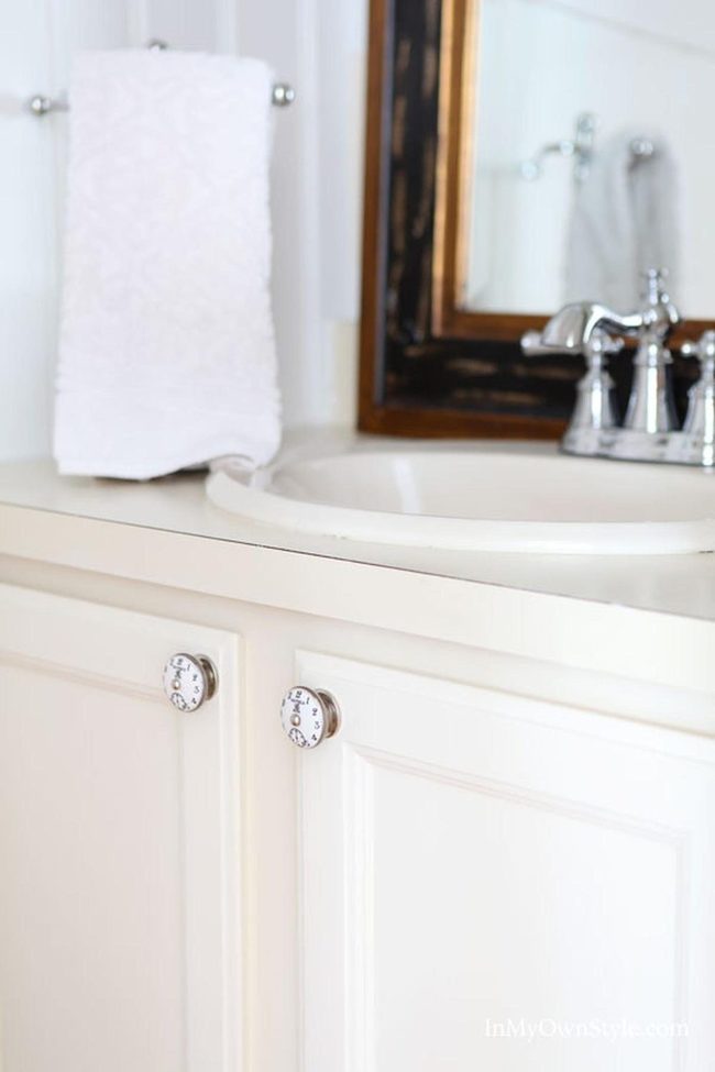 White Cabinets Bold Round Knobs