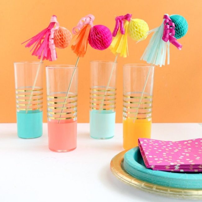 Striped Gold Glasses Pink Party
