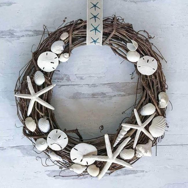 Grapevine Wreath With Coastal Shells