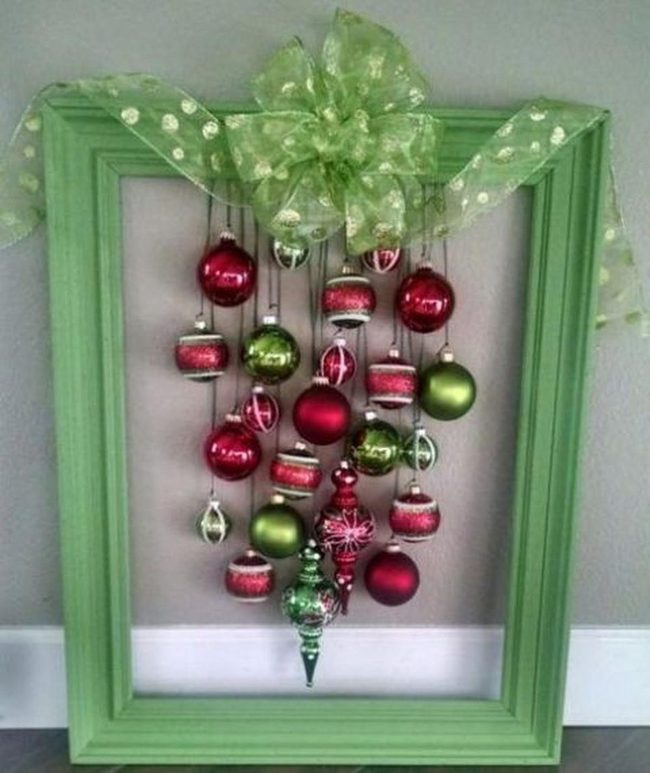 Floating Ornaments In Green Frame