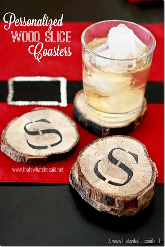 Natural Wood Coasters With Stenciled Letters
